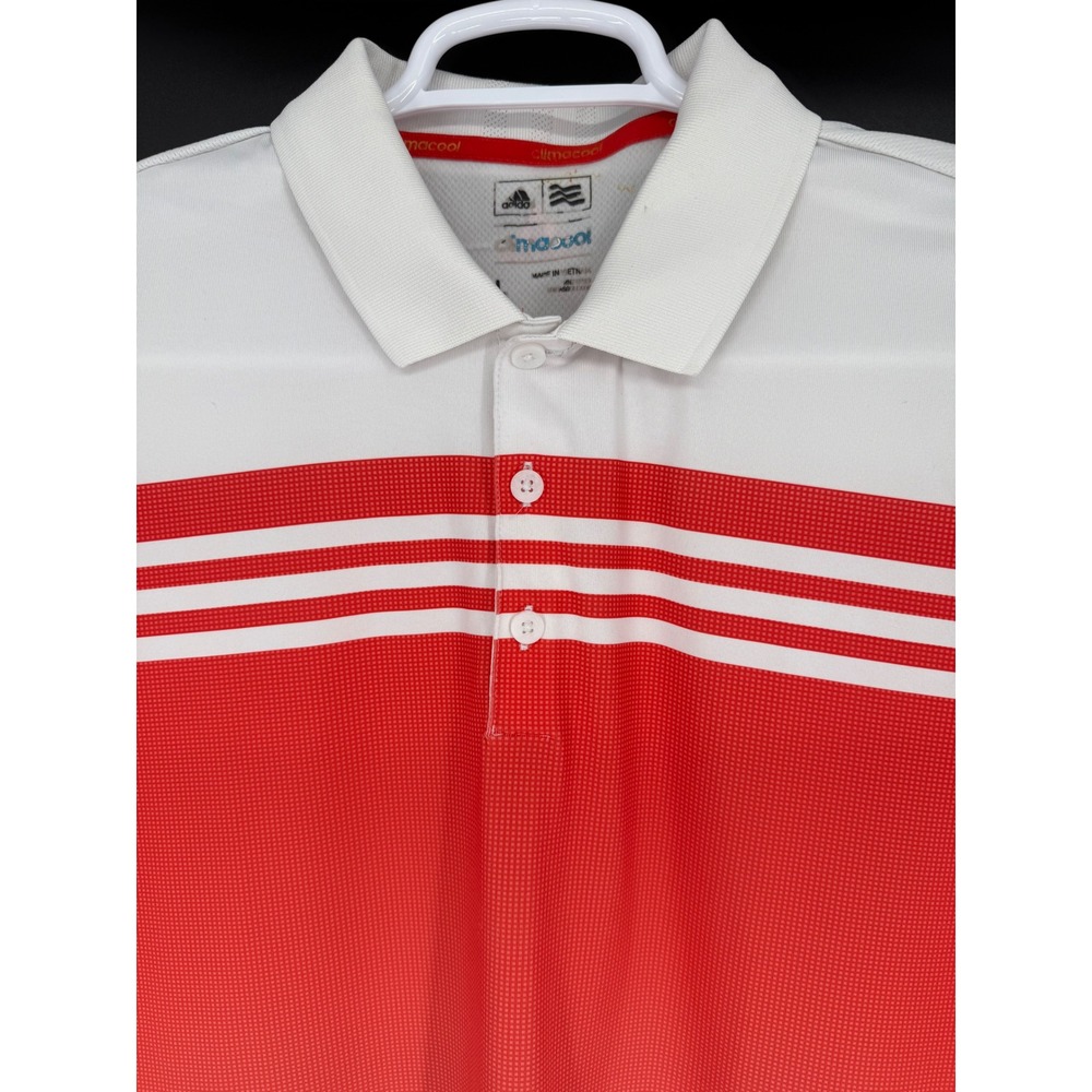 Adidas ClimaCool Golf Polo‎ Shirt L White Red Stripe The Players Championship